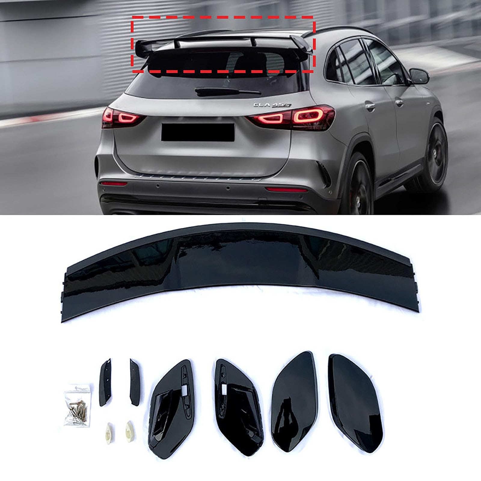 Compatibile per Benz GLA GLA180 200 GLA35 45 AMG H247 2020 UP, spoiler superiore del bagagliaio, ala di coda, accessori per kit corpo styling auto nero