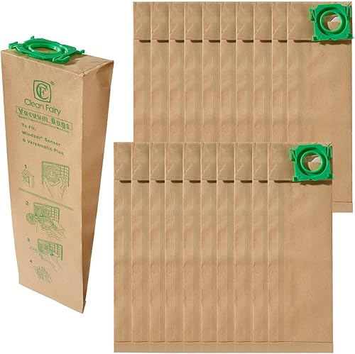 CF Clean Fairy Paquete de 20 bolsas de filtro de vacío compatibles con sensor Windsor S12 S15 XP12 XP15 XP18 SR12 SR15 SR18 Versamatic Plus y Sebo C