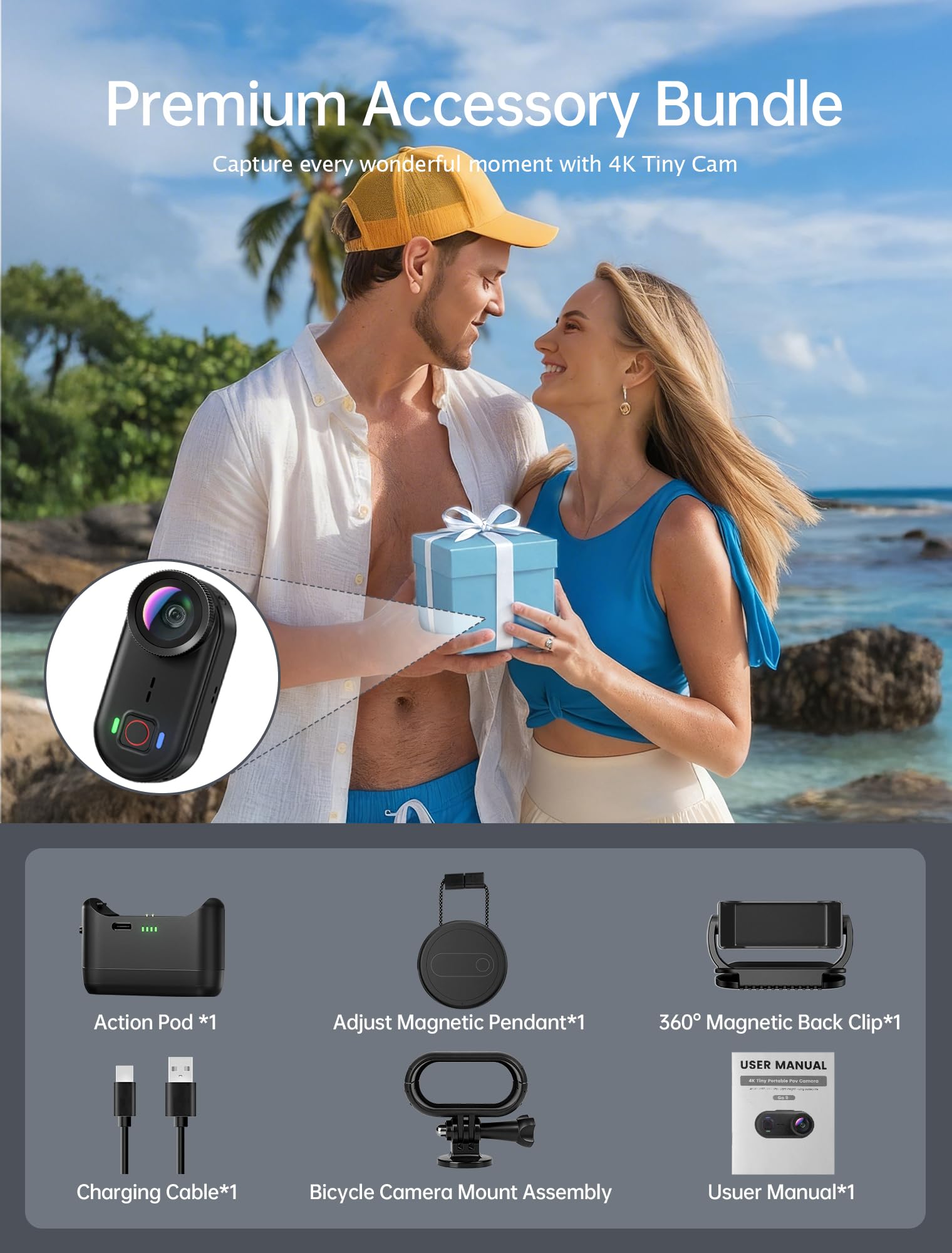 4K Mini Body Action Cameras POV Body Cam, 64GB Sports Camera with Audio Video Recording, Portable WiFi Magnetic Wearable Waterproof Thumb Camera for Motorcycle Vlogging Skiing Cycling Hiking-Black — view 9