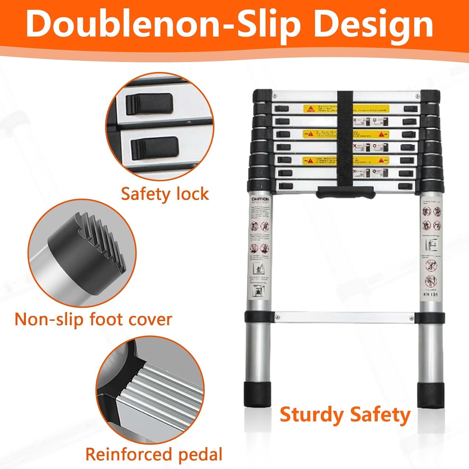 12.5FT Telescoping Ladder, Portable Collapsible Ladder for Home with Fixed Lock,Heavy Duty 330lbs Max Capacity,Multi-Purpose Aluminum Extension Ladder for RV Outdoor Work Black (12.5FT)