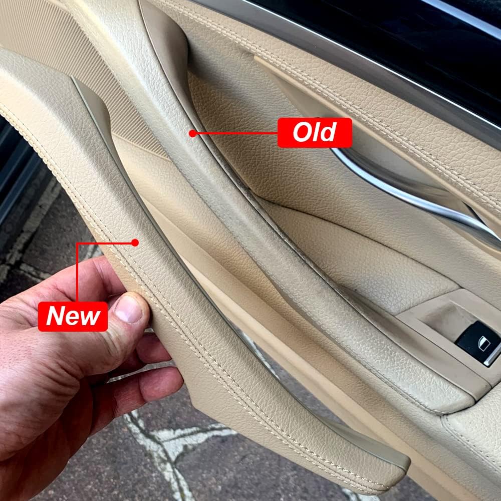 1pc Right Beige Interior Passenger Door Leather Pull Handle Assembly Compatible with B-MW 5 Series F10 F11 F18 520i 523i 525i 528i 535i 2010-2017