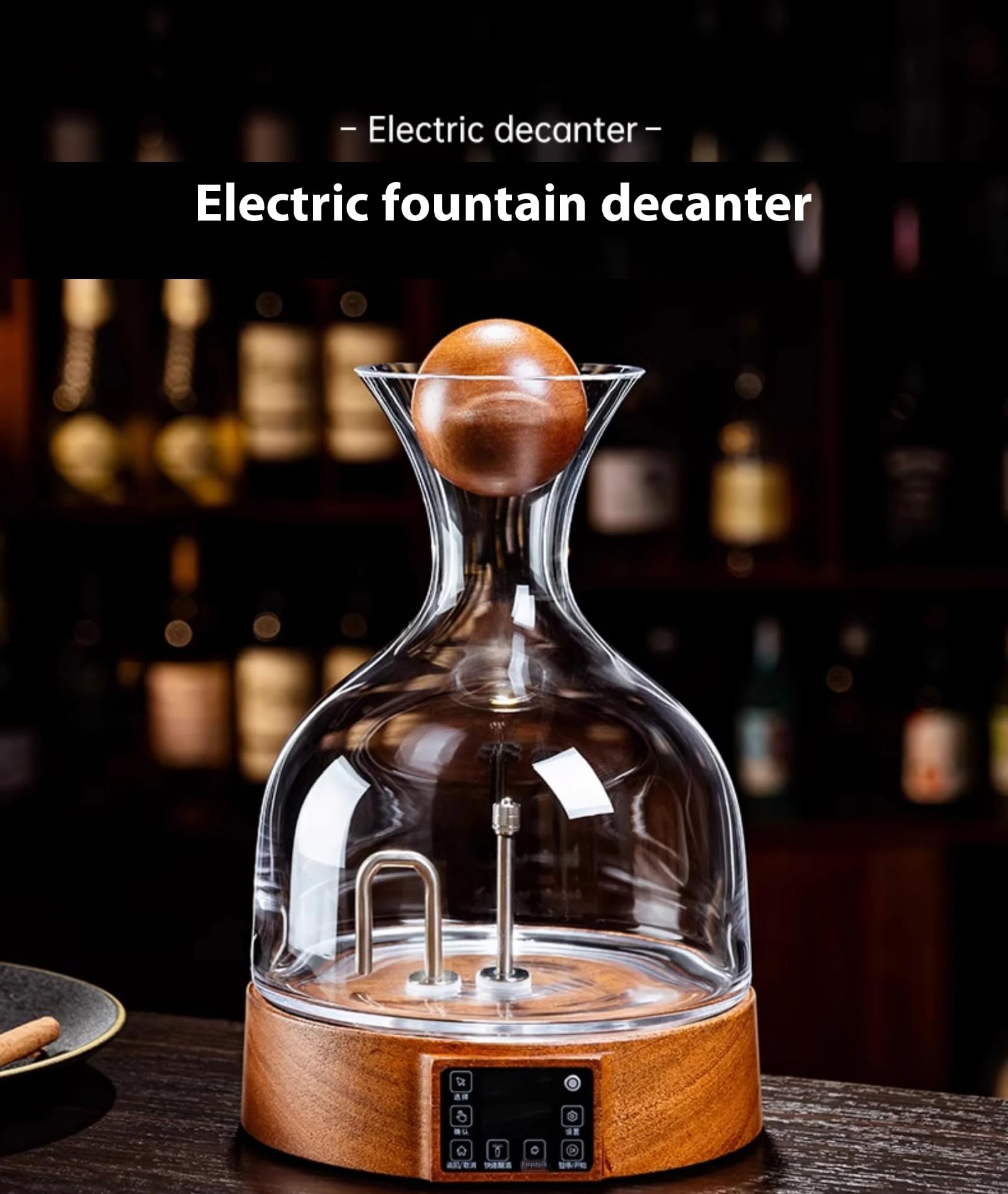 Decantador De Vino De Cristal Inteligente, Decantador De Vidrio De Gran Capacidad De 2000 Ml, Carga Rápida De 1800 mAh, Ideal para Bebidas Elegantes Que Sirven Vino Tinto