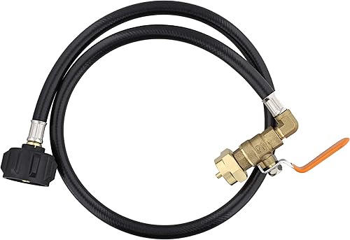 Miniatura 7 de Manguera de propano de alta presión, 3 pies de goma - Manguera de gas reguladora de propano con válvula de control de encendido y apagado para