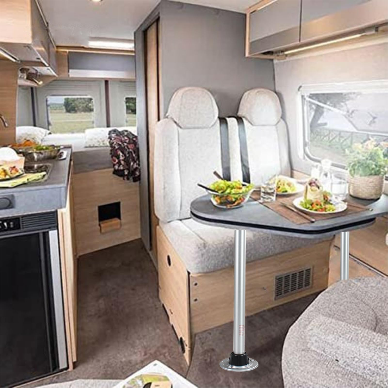 Générique Set mit verstellbaren VR-Beinen für Van | Halterung aus | Aluminiumlegierung aus gebürstetem Nickel | Tischbein | Basis aus schweren, abnehmbaren Rohren | Halterung für LKW