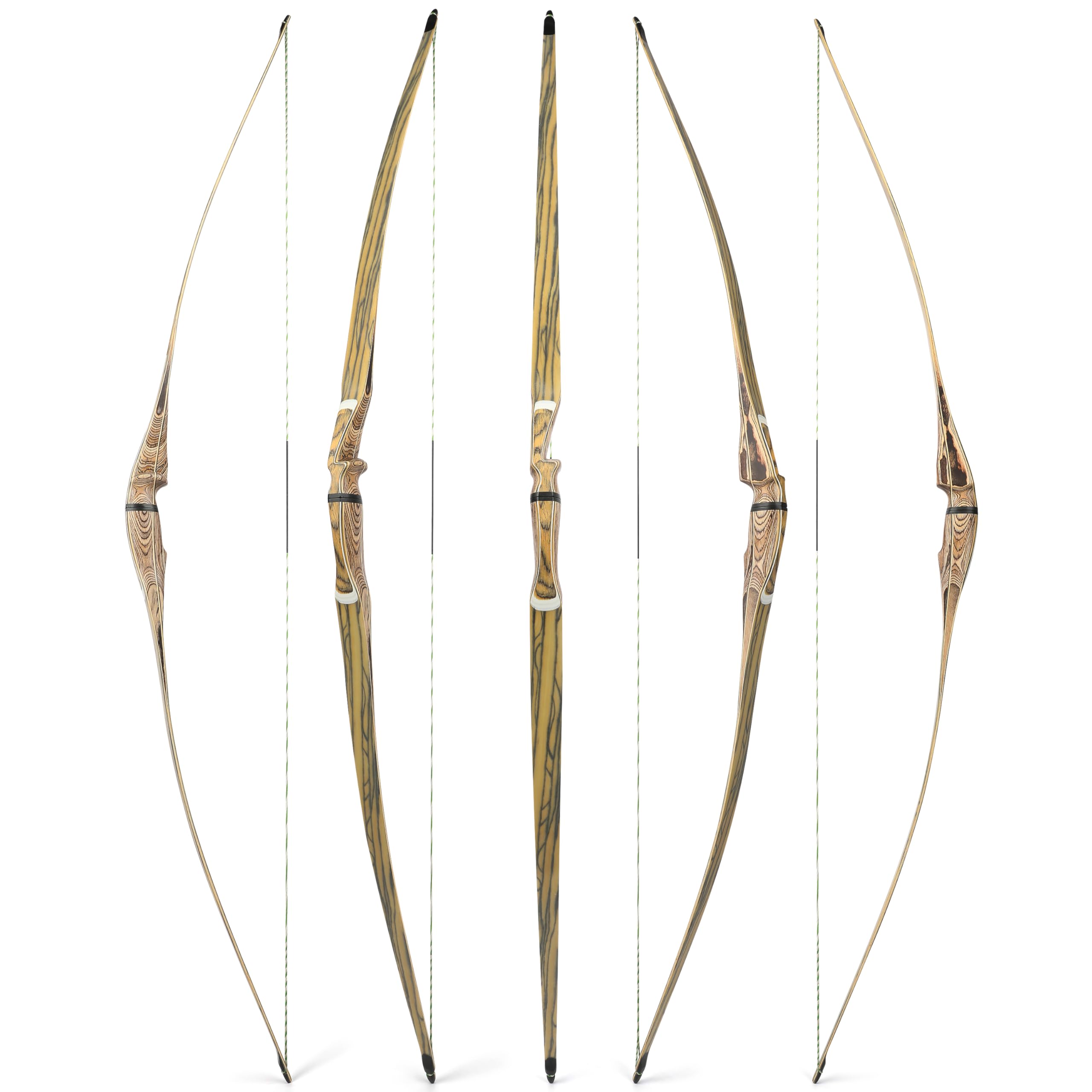 Bogenschießen Takedown Traditioneller Langbogen Recurve Bogen und Pfeile Set, 60“ 62“ 64“ Handgefertigt Abnehmbarer Jagdbogen Dreieck Longbow 20-50lbs Horsebow