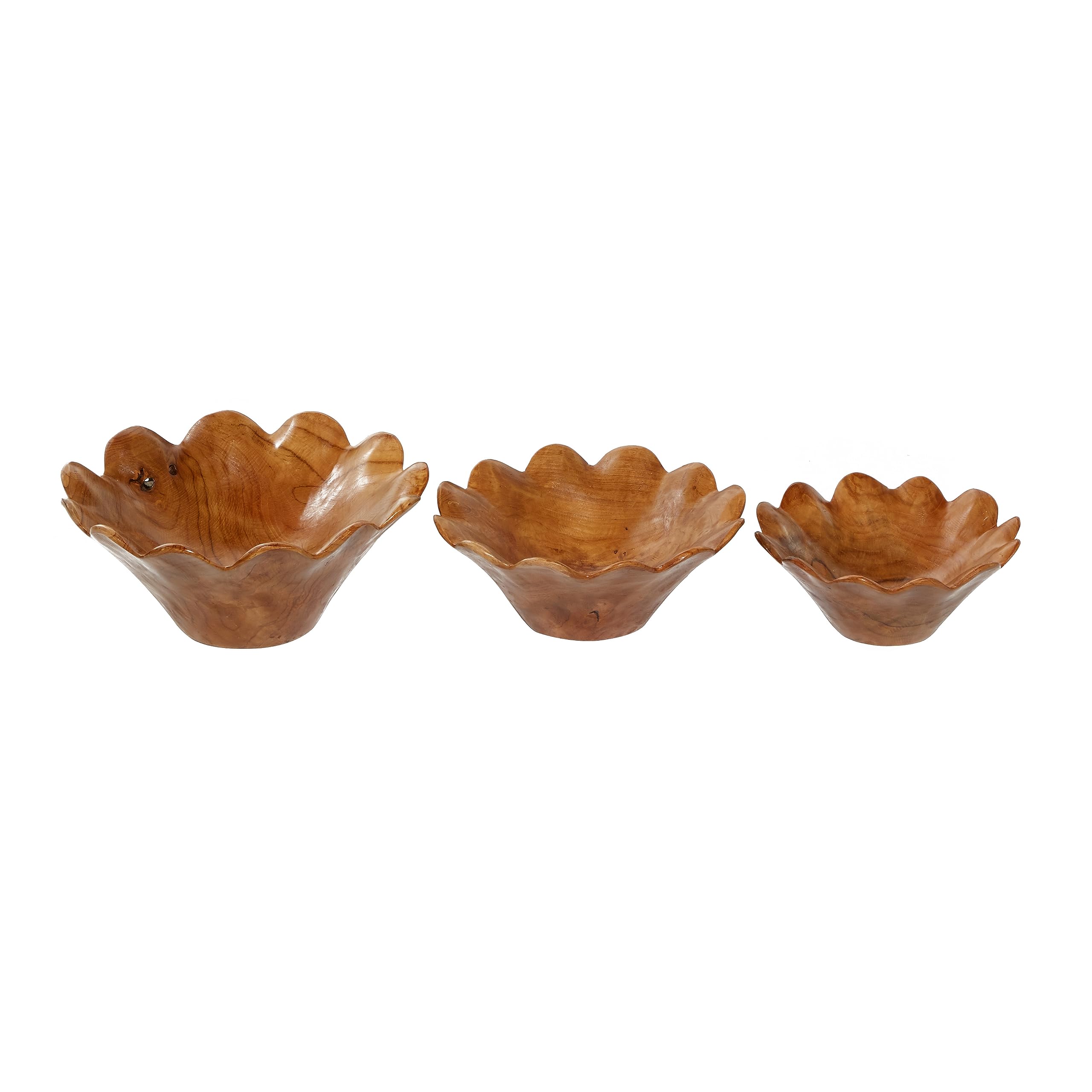 Deco 79 Dekorative Schale, S/3 25,4 cm, 30,5 cm, 35,6 cm, Braun