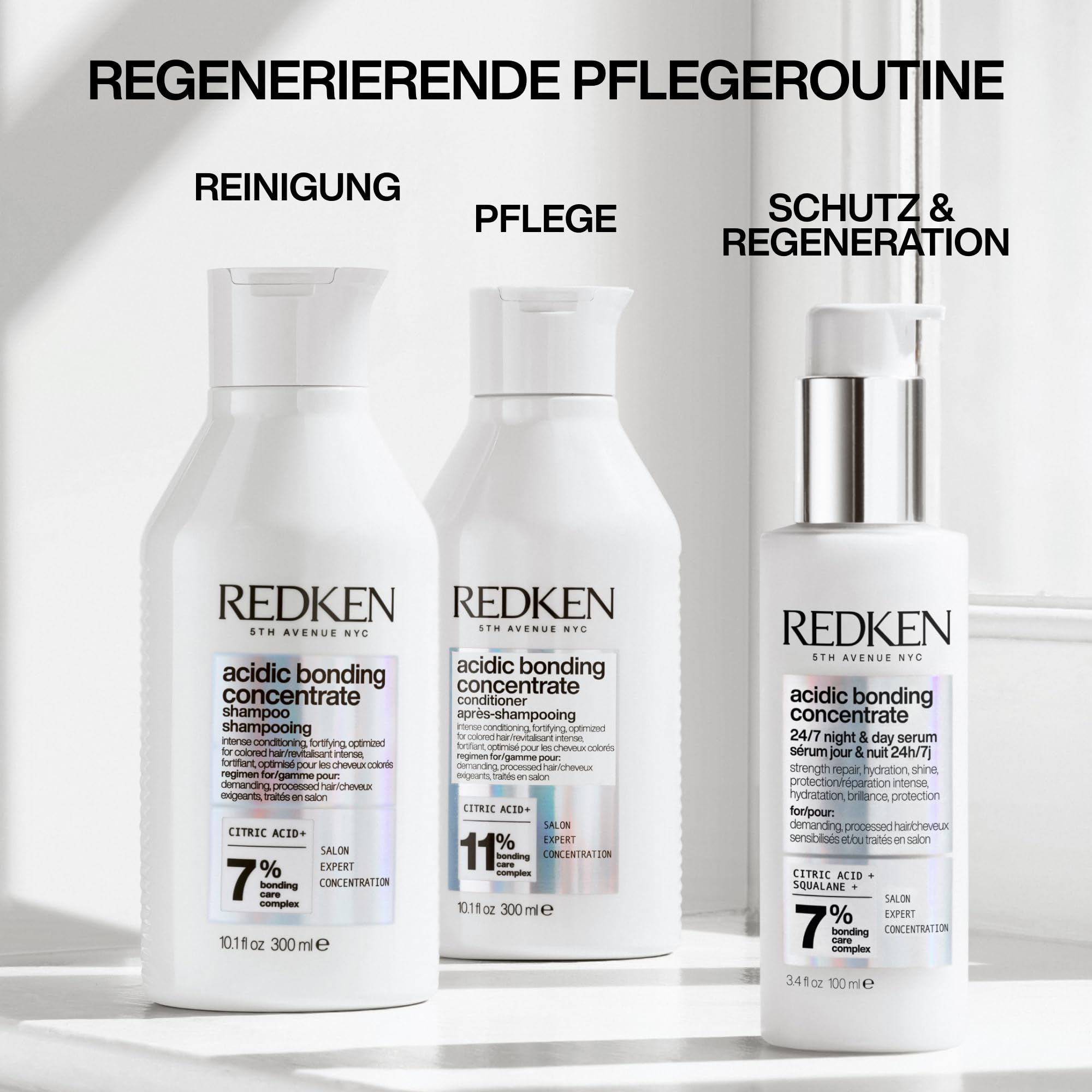 Redken Pflegendes Bonding Serum, Regeneriert und schützt vor täglichen Schäden, Tiefenwirksame Reparatur für stärkeres Haar, Vegan, Acidic Bonding Concentrate 24/7 Night & Day Serum