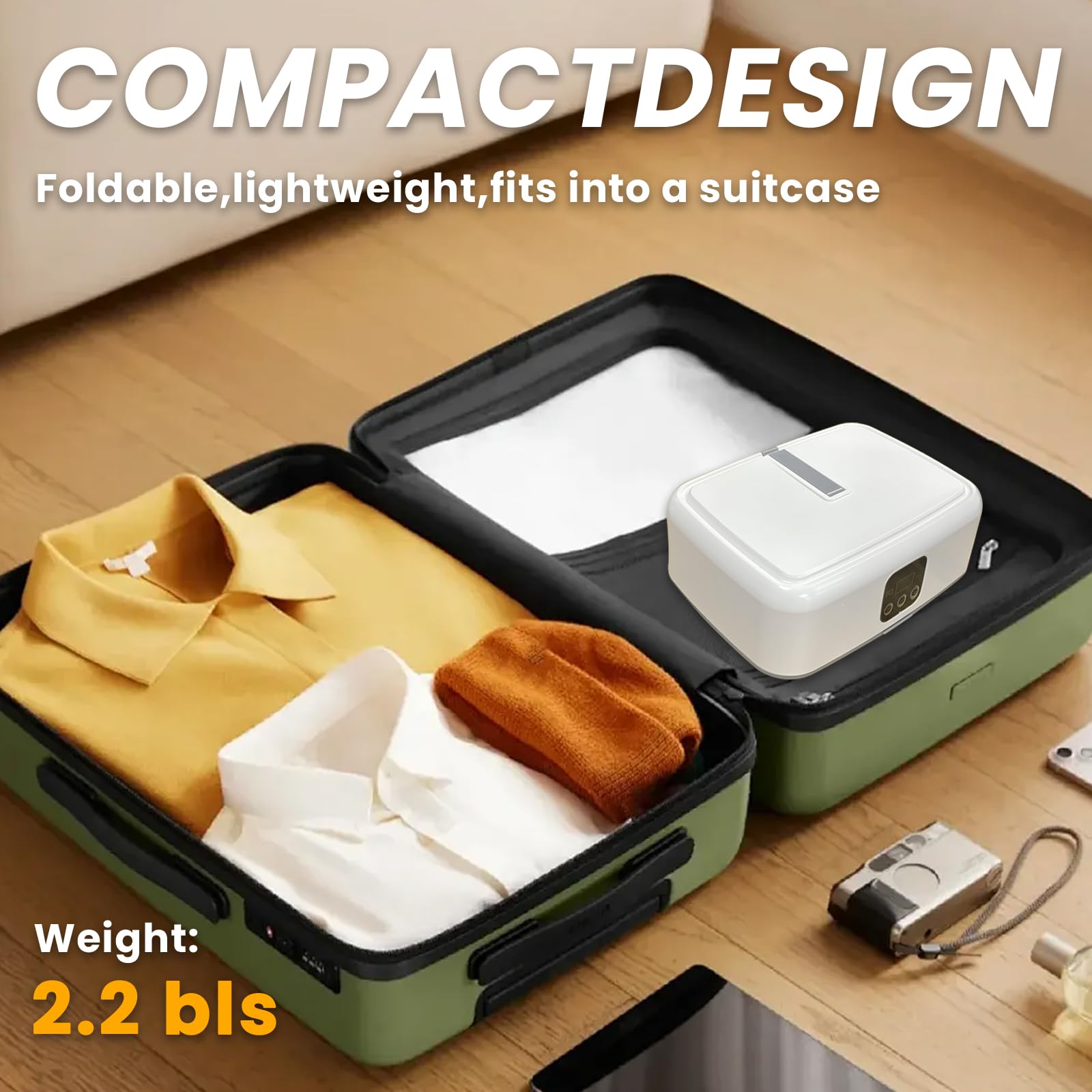Secador de ropa portátil con control remoto, 44 dB, funcionamiento silencioso, aire caliente y desinfección UV, minisecadora plegable para casa, viajes, hotel, autocaravana