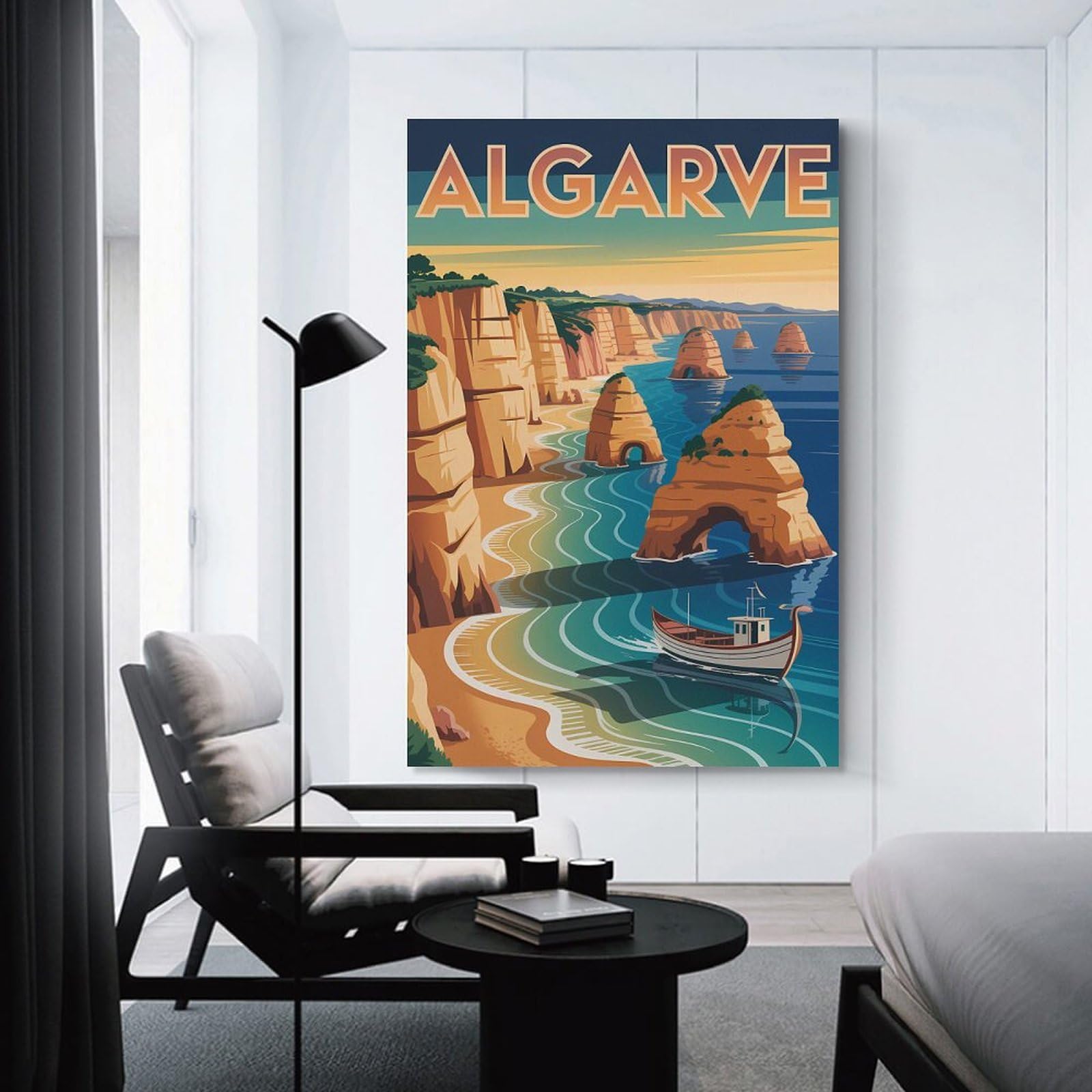 Junmoney Unframe-Style-16-1 Algarve Coast Travel Canvas Wall Picture, 08X12inch(20X30cm), For Wall Displays, Bedrooms Or Room Updates, Wall Decor Suited To Curated Displays