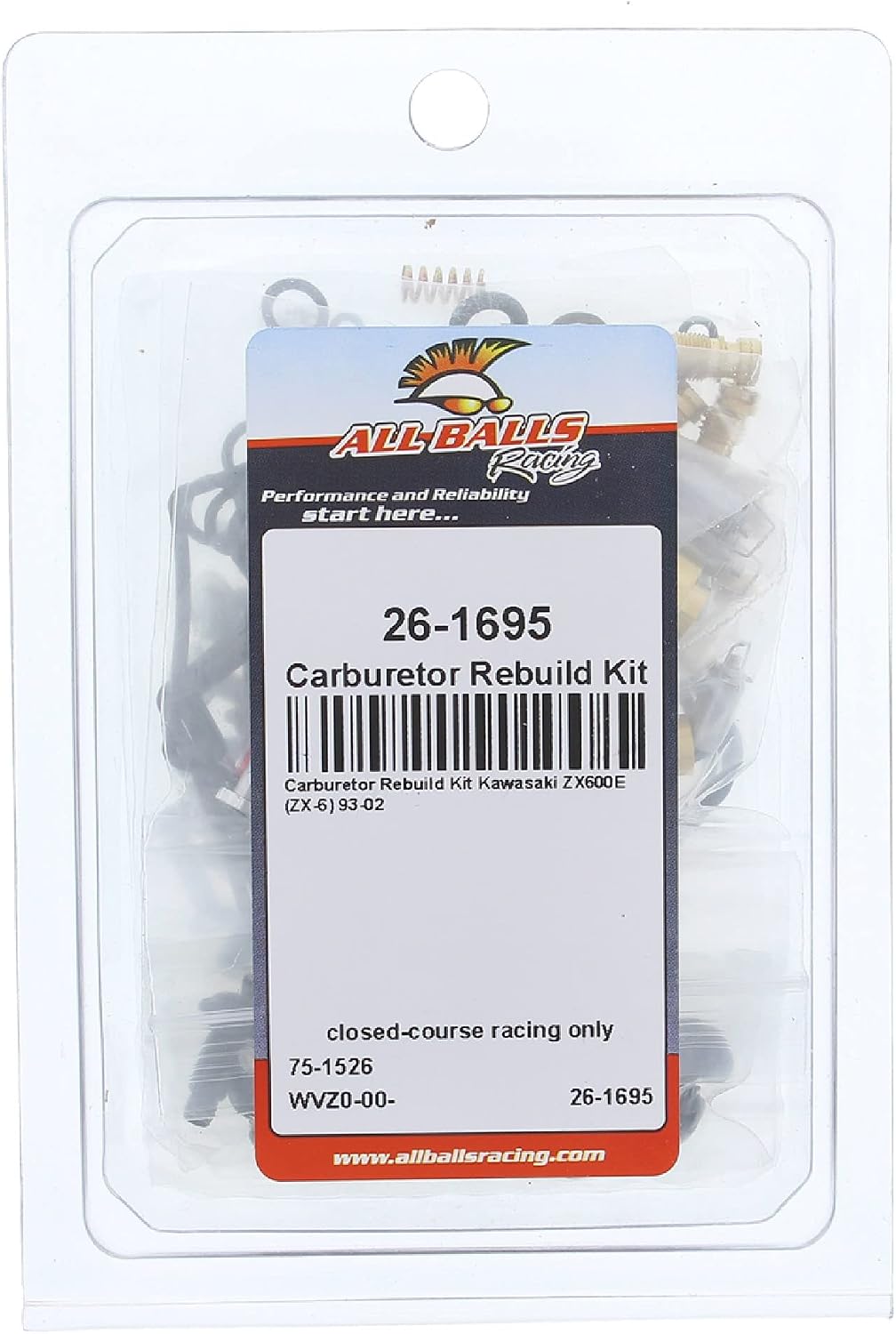 All Balls Racing 26-1695 Carburetor Rebuild Kit Compatible with/Replacement For Kawasaki ZX 6 (ZX 600E) 1993-2002