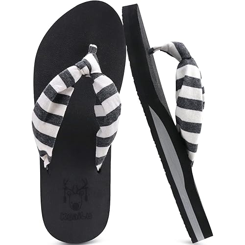 KuaiLu Flip Flops for Women with Arch Support Yoga Mat Comfortable Summer Beach Walking Thong Cushion Sandals Slip On Indoor Outdoor