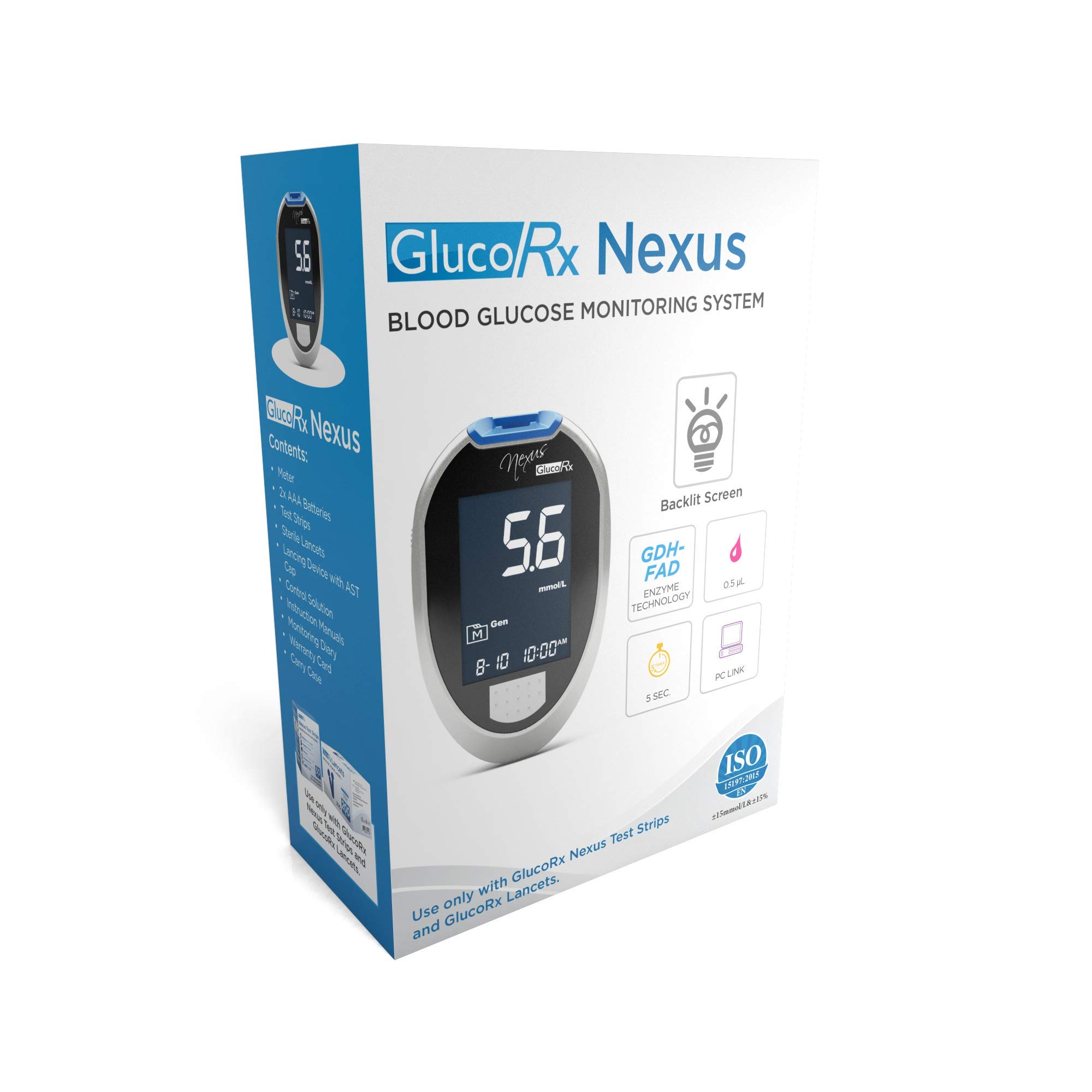 GlucoRx Nexus Blood Glucose Monitoring System Kit (Eligible for VAT
