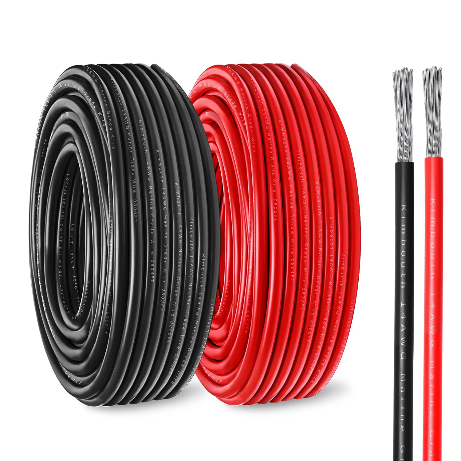 14 Gauge Marine Wire Tinned Copper Boat Cable, Standard USA OFC Oxygen Free Copper Wire for Automotive Boat Speakers Solar Outdoors (14 Gauge 20FT Red