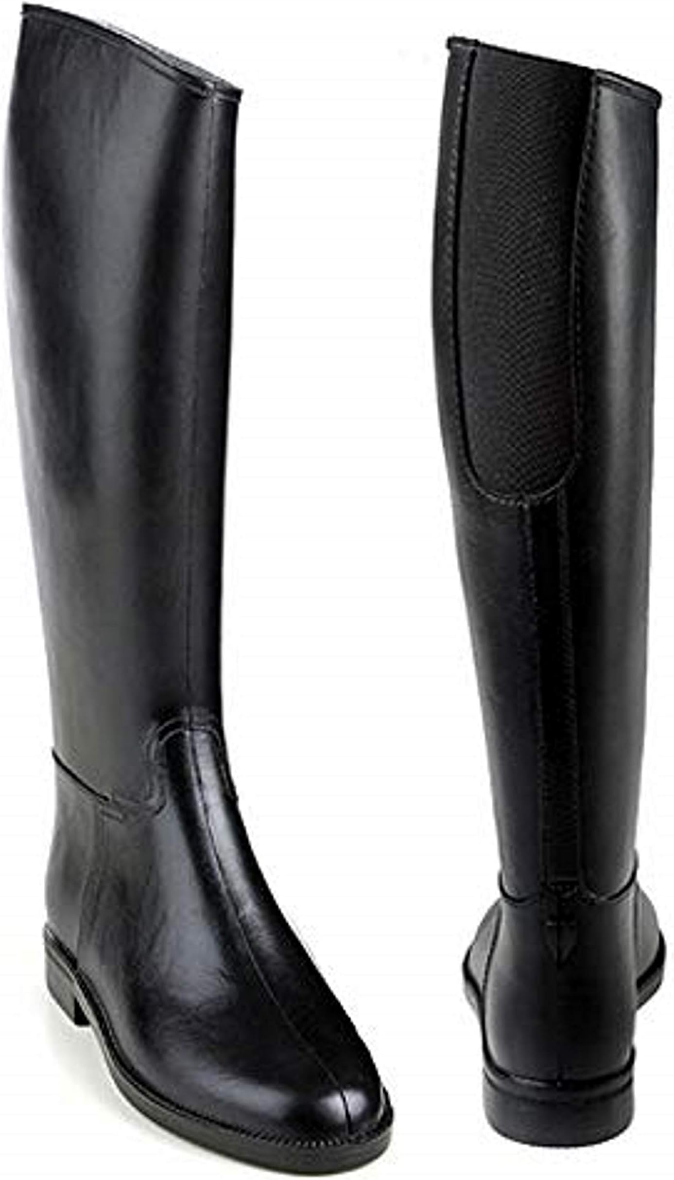 Equi-Essentials Ladies Cadet Flex II Rubber Tall Riding Black Boots with Elastic Insert, 38 (7 US)