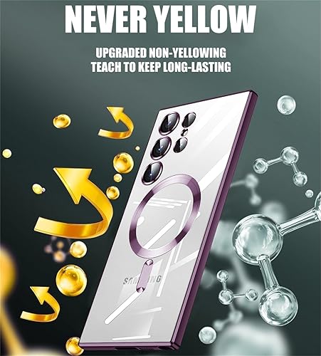 Miniatura 4 de DHIMI Funda ultra magnética para Samsung Galaxy S23, cubierta de teléfono chapada en brillo de lujo compatible con protector de lente de cámara