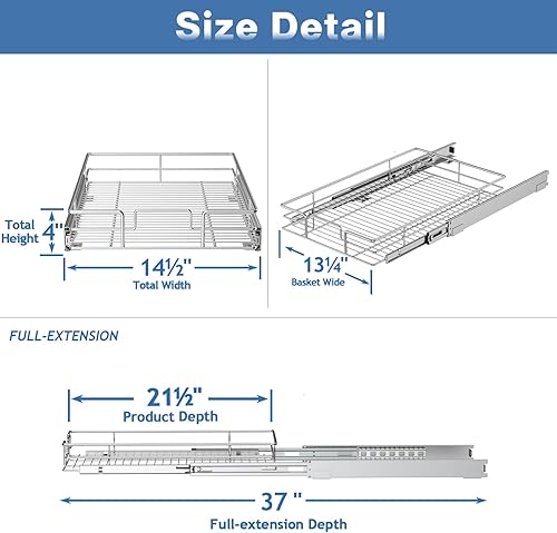 Vista 100 de LOVMOR Organizador de gabinete extraíble de 20 pulgadas de ancho x 21 pulgadas de profundidad, estantes extraíbles para armario de cocina, 1 Tier