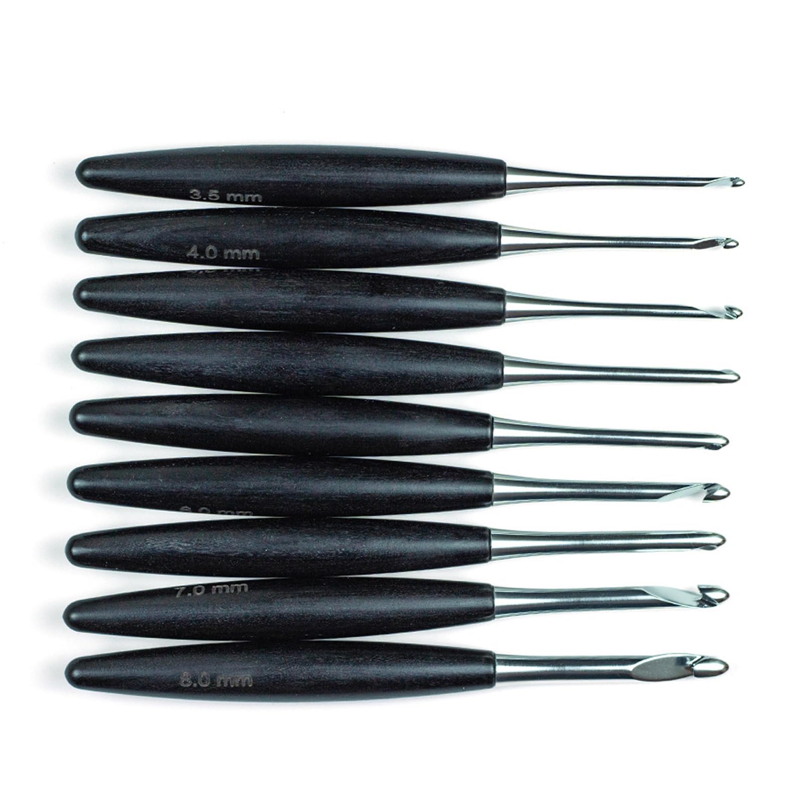 NVOQILIN 9Pcs Ergonomic Grip Aluminium Crochet Hook 3.5-8.0mm Wooden Handle Crochet Hook Needle for Sweater Scarf Knitting Craft Aluminum Fasteners