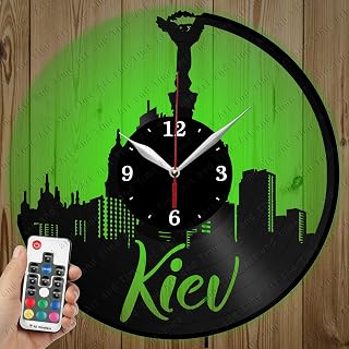 LED Vinyl Clock - Light Vinyl Wall Clock - Kiev - Original Gift Custom - Art LED Clock Design - Personalised LED Vinyl Record Wall Clock - Unique LED Light Home Decor