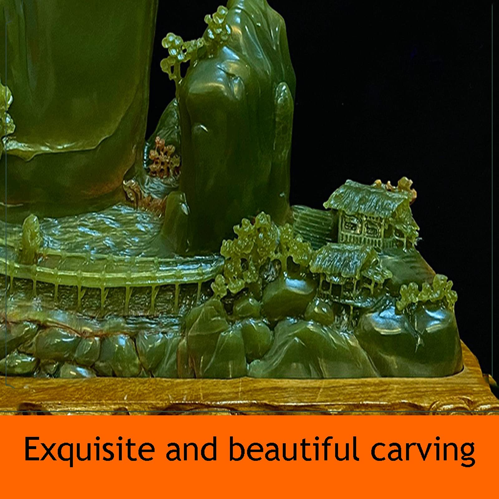 Escultura Decoración Adornos Estatua de Piedra Feng Shui Bonsai Piedra Jade Decoración Hogar y Oficina Escultura Adorno Hecho Estatua Verde Decoración Good