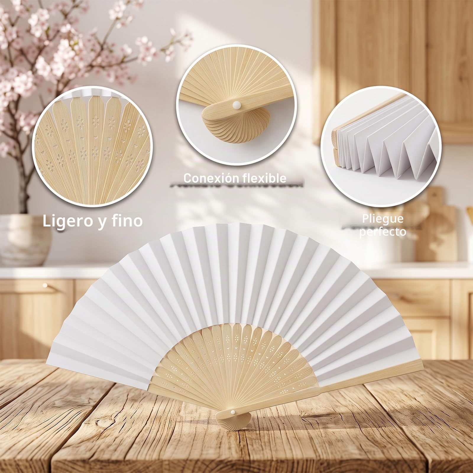 50 Piezas Abanicos De Boda, Abanico Papel Blanco Mano Plegable, Abanicos Para Invitados, Abanicos Plegables De Bambú Para Verano, Fiesta, Bolsa Regalos De Boda