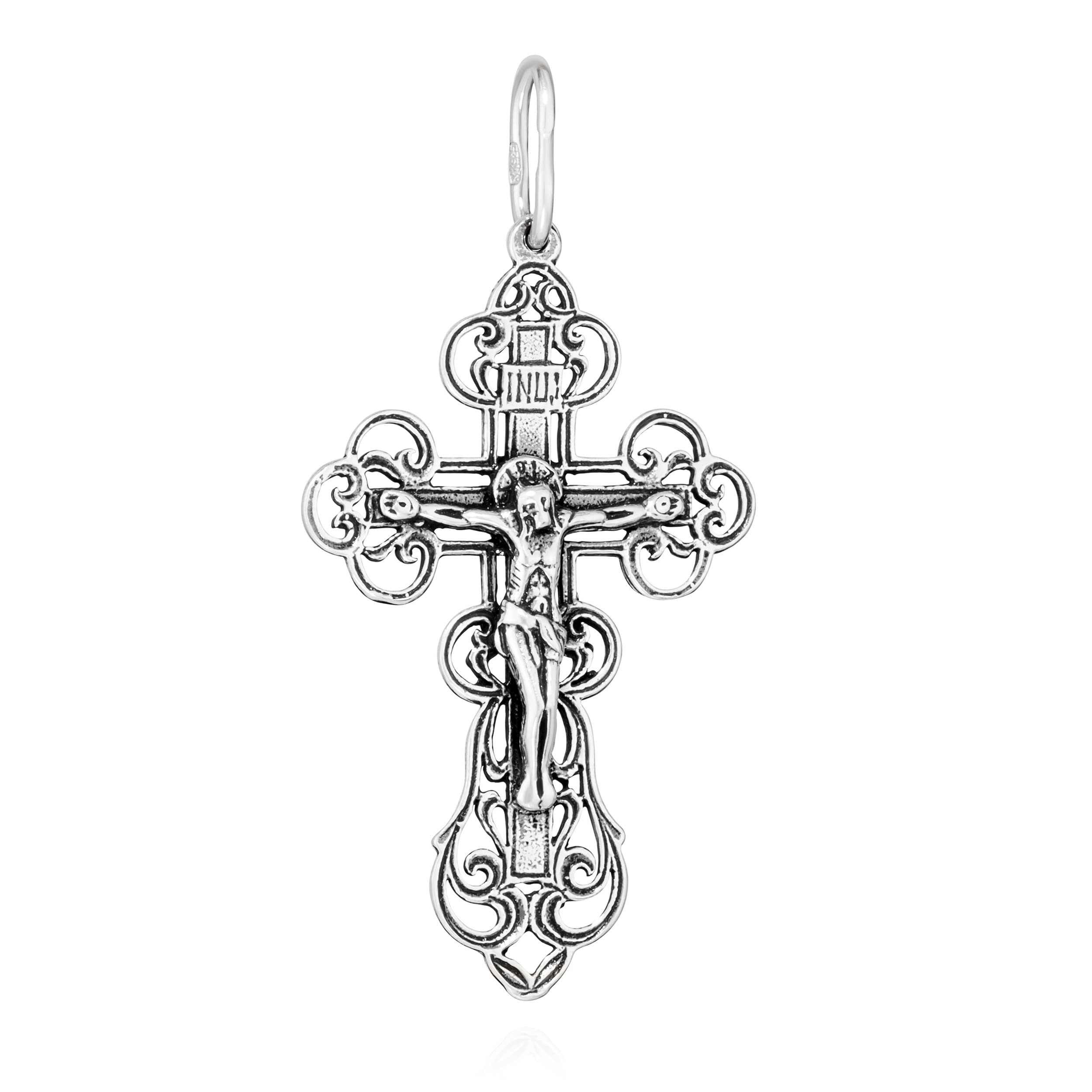 Pendentif Jésus En Argent 925 Avec Croix & Améthyste - Taille 5cm, Fait Main En Inde, Style Bohème