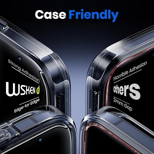 Miniatura 3 de WSKEN Protector de pantalla de privacidad para iPhone 17 Pro, cobertura completa 3D, antiespía de 25° e instalación automática, cobertura de borde