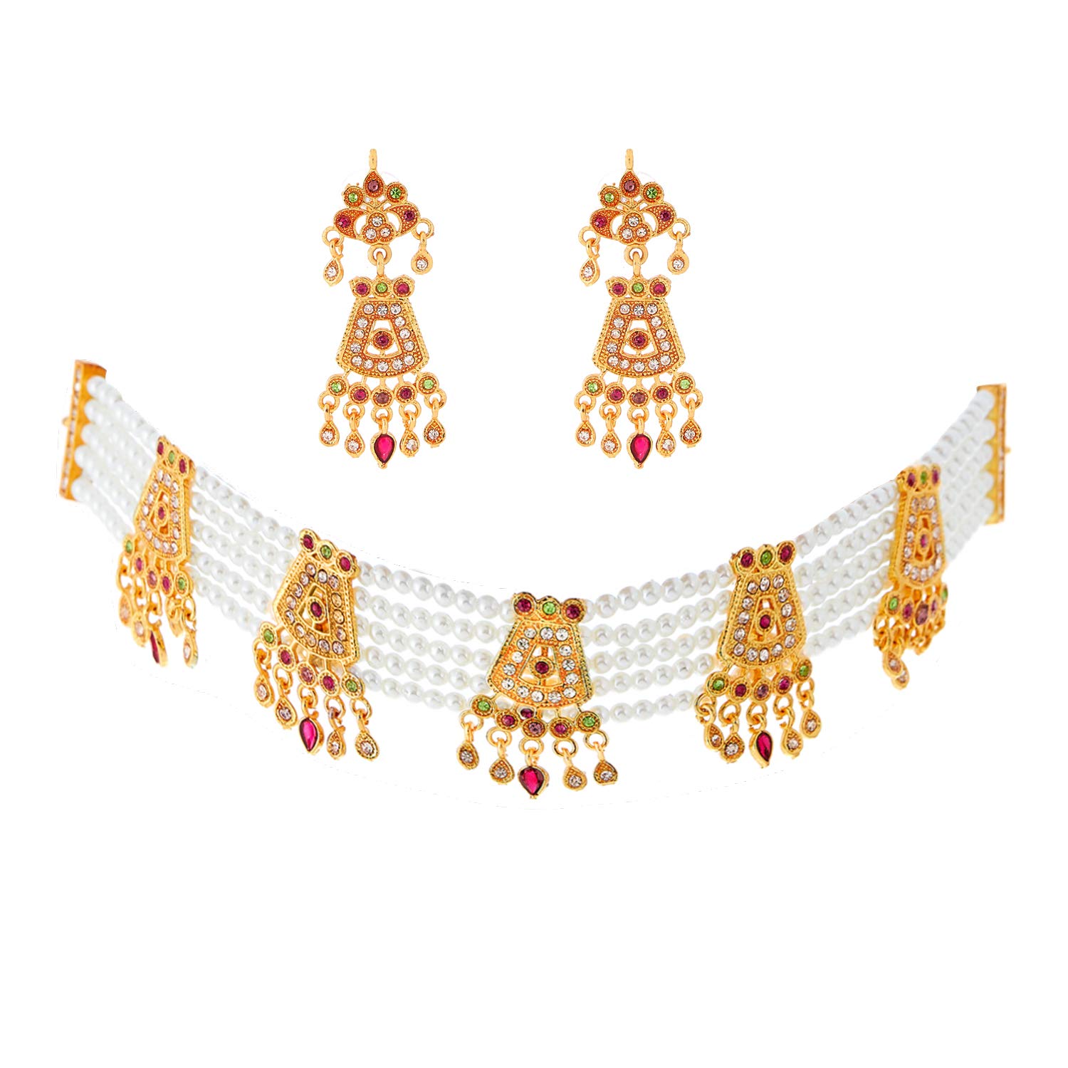 See full amazon price history chart for KENNICE Gold-Plated Jadau Choker Necklace With Earrings Jewellery Set For Girls And Women KENNICE Gold-Plated Jadau Choker Necklace With Earrings Jewellery Set For Girls And Women (B09CV77TT7) Amazon Price History, Amazon Price Tracker