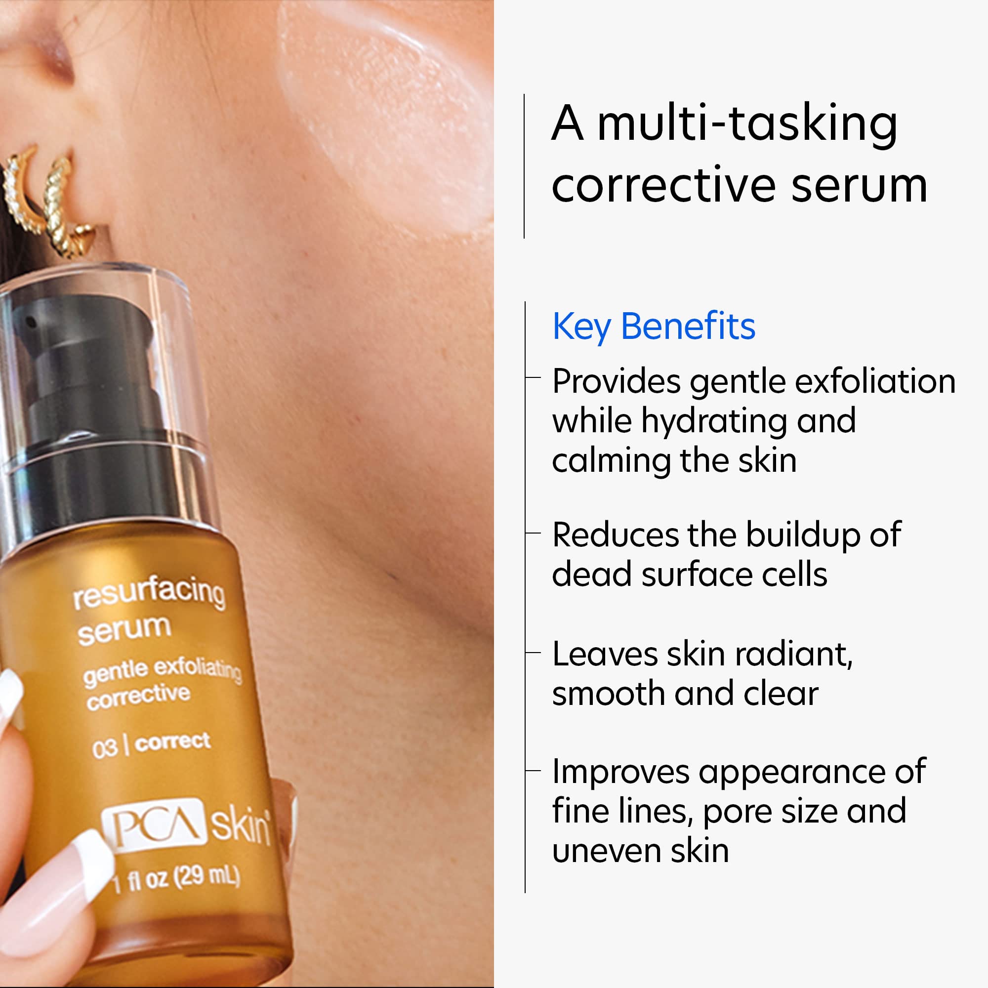 PCA SKIN Resurfacing Serum - Gentle Exfoliating Facial Corrective with Lactic & Glycolic Acid for Bright, Even Skin (1 fl oz)