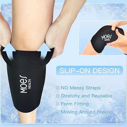 Miniatura 4 de MOES Paquete de hielo para codo y rodilla, manga fría de gel reutilizable para rodilla, codo, tobillo, pantorrilla, envoltura fría flexible para