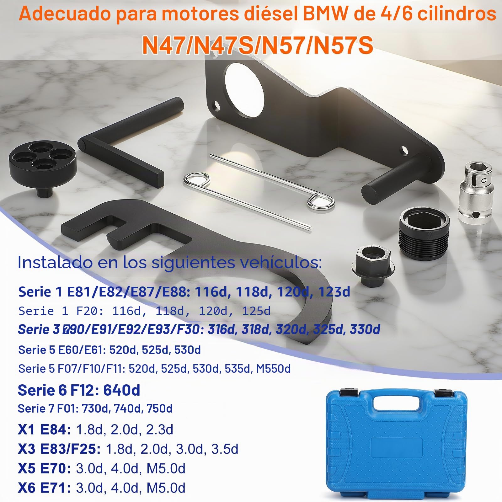 efuturetime Kit de Calado de Distribución para N47, N47S, N57, N57S, Motores Diésel 4 y 6 Cilindros, Herramientas de Árbol de Levas