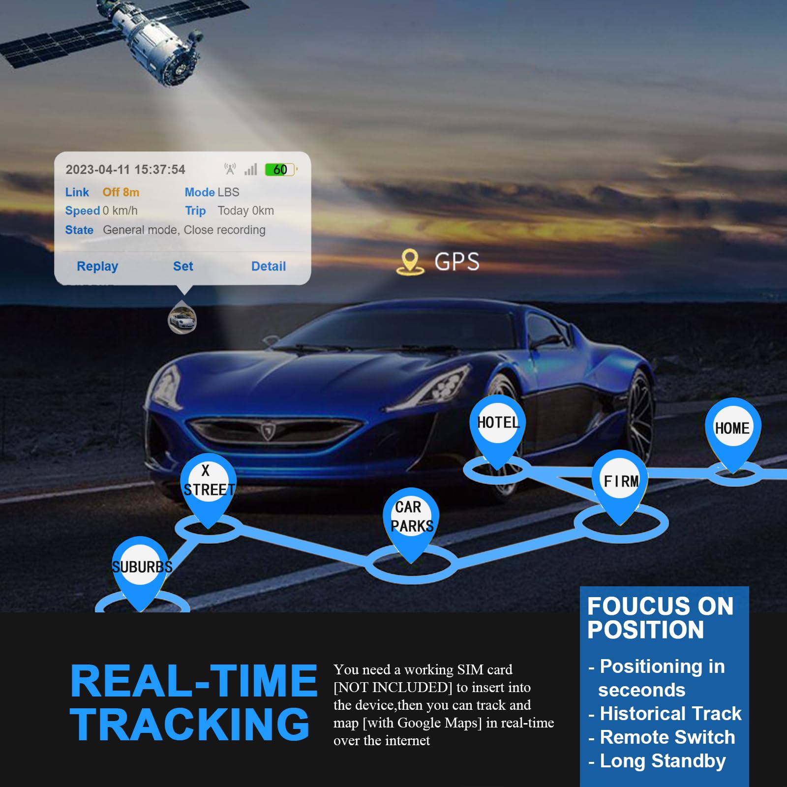 GPS Tracker for Vehicles Precise Real Time Tracking Devices Magnet Mount Full Global Coverage Tracker Device for Kids, Car Hidden, Assets, Elderly