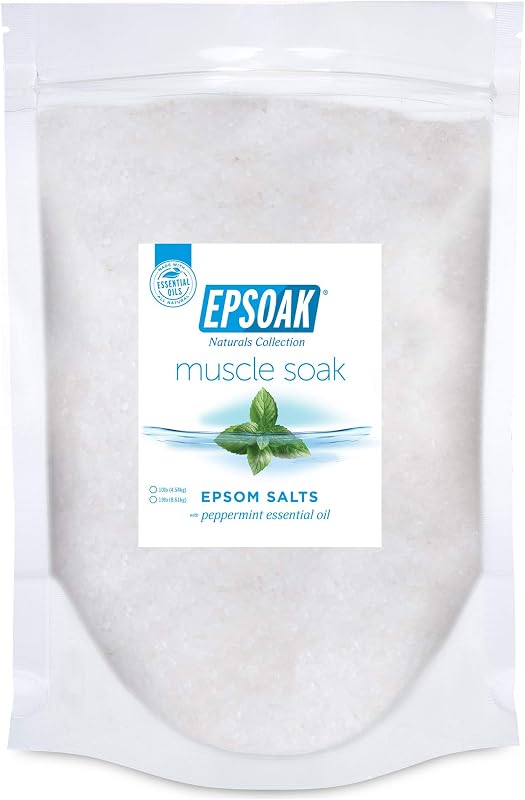 Epsoak Sal de Epsom com fragrância de eucalipto e hortelã-pimenta, grão médio, pacote com aproximadamente 8,6 kg
