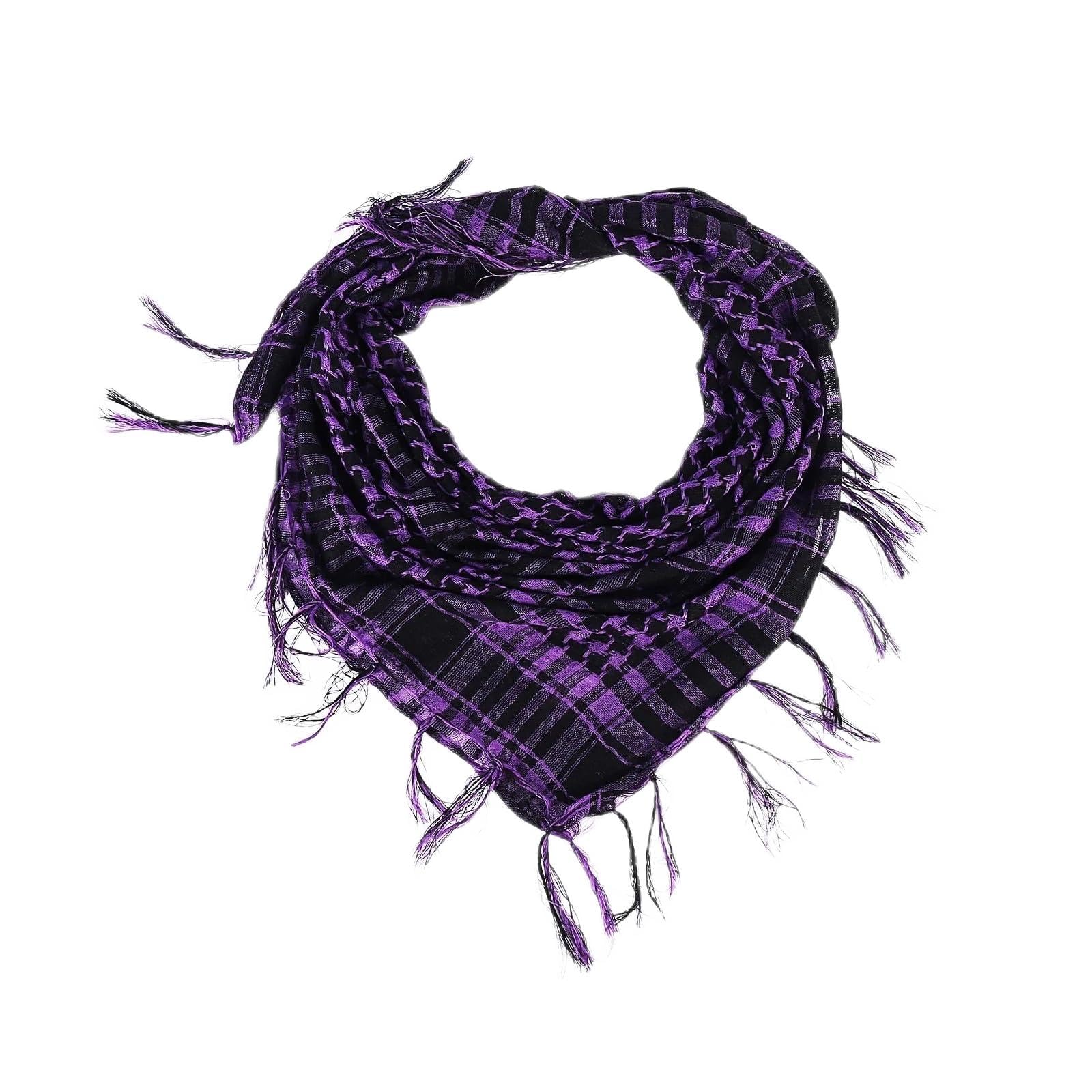 Bufanda 1/3 piezas de chal de senderismo al aire libre for hombre con borlas, a cuadros, bufanda, máscara(Purple,3pcs)