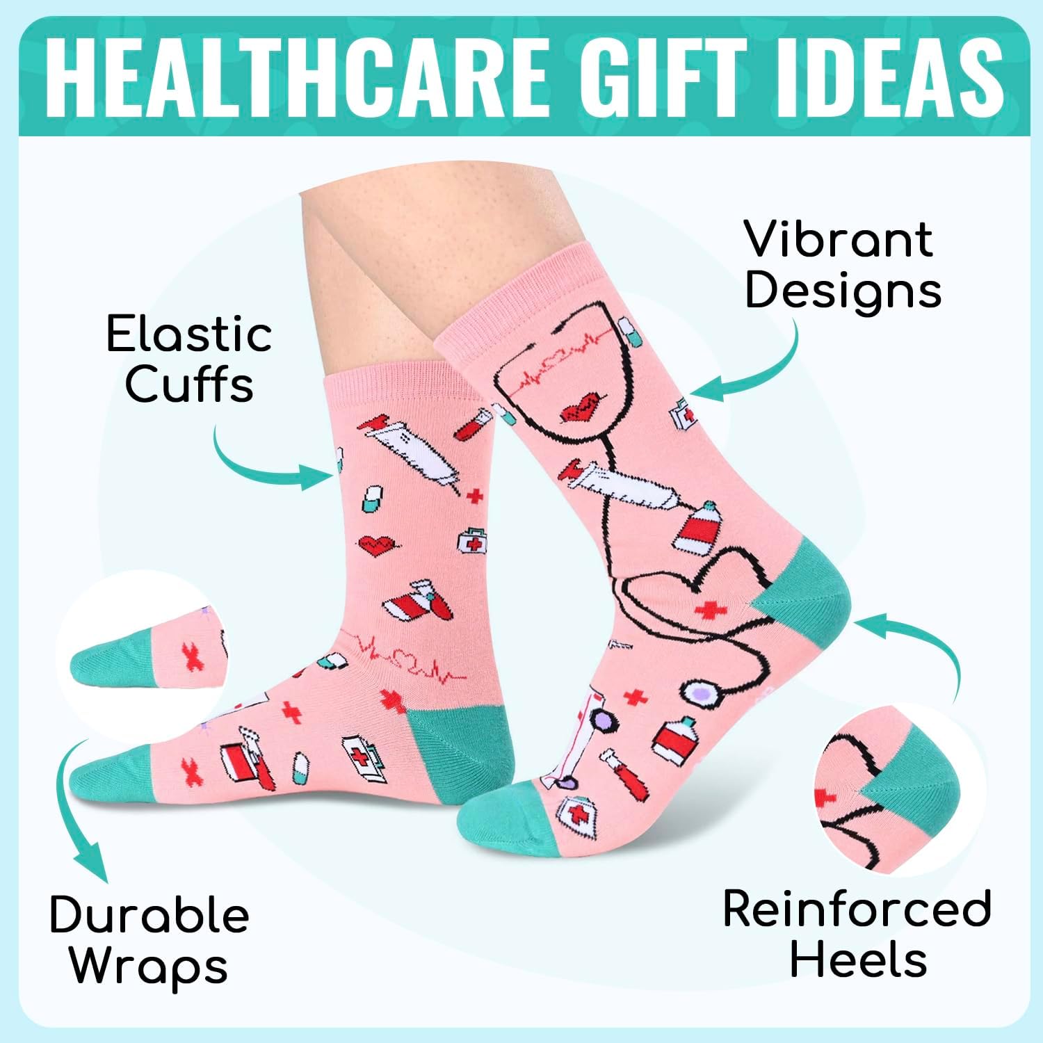 HAPPYPOP Dental Assistant Gifts for Women - Dental Gifts, Nurses Gift, Nursing Teeth Socks - Image 3