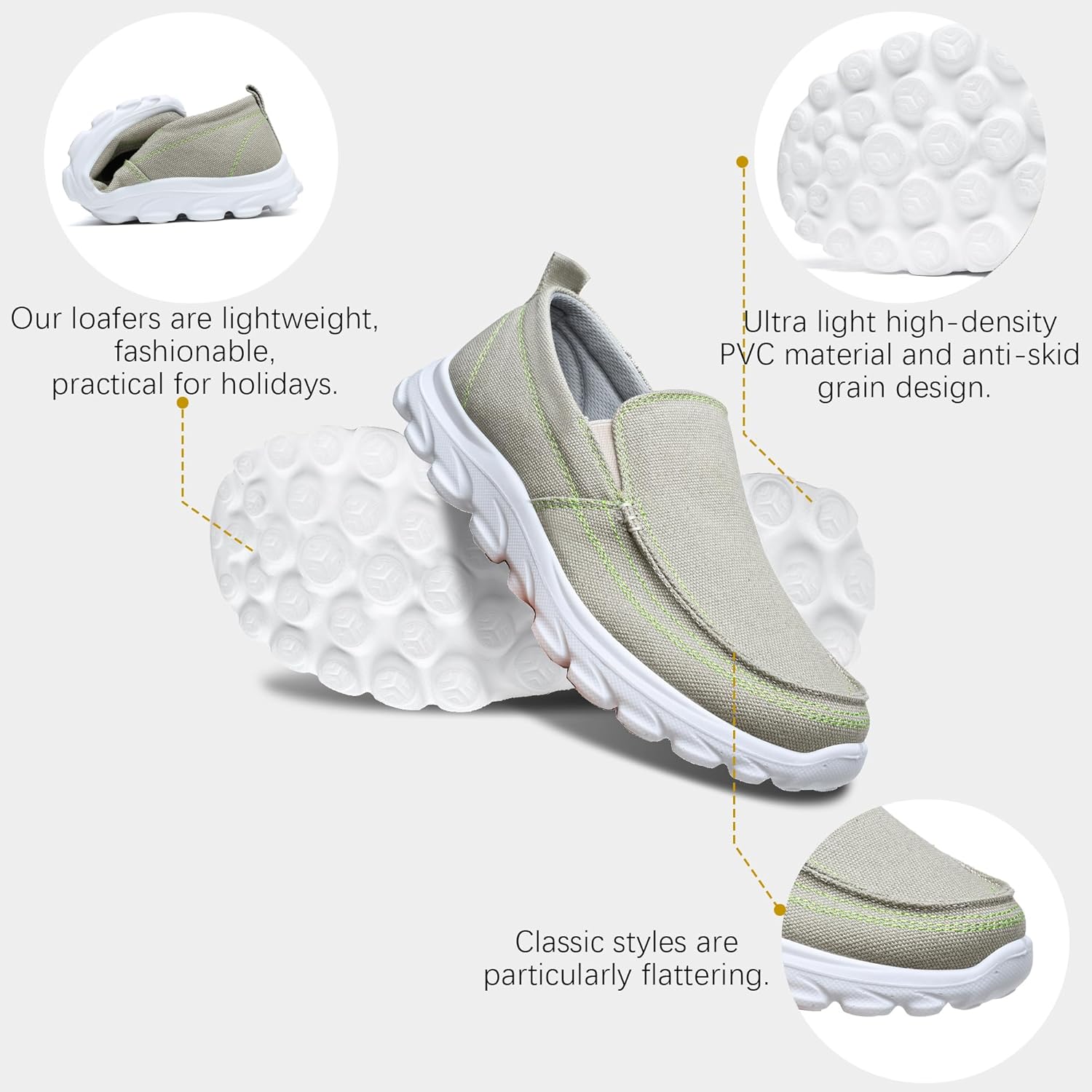 Men’s Machine Washable Slip On Lace Up Casual Loafer Breathable Travel Canvas Shoes for Men Comfortable and Stylish Summer Loafers Lightweight Walking Shoes Boat Shoe - Image 5