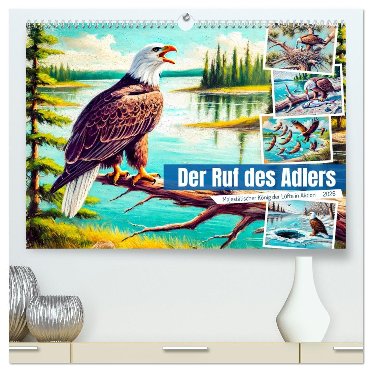 Der Ruf des Adlers - Majestätischer König der Lüfte in Aktion (hochwertiger Premium Wandkalender 2026 DIN A2 quer), Kunstdruck in Hochglanz: ... im Flug und auf der Jagd (CALVENDO Tiere)