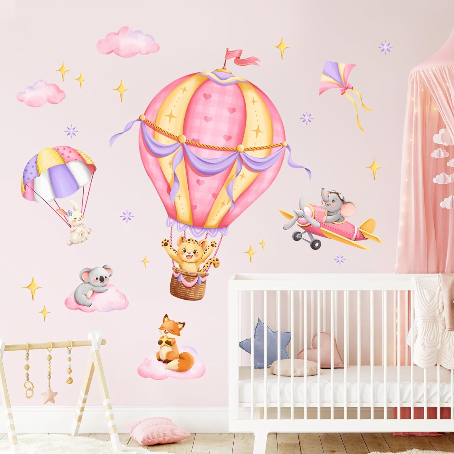 Tanlaby Pink Hot Air Balloon Wall Stickers Jungle Animals Fox Leopard Elephant Wall Decals Peel and Stick Art Decor for Baby Nursery Kids Bedroom Playroom Daycare Classroom Tanlaby Pink Hot Air Balloon Wall Stickers Jungle Animals Fox Leopard Elephant Wall Decals Peel and Stick Art Decor for Baby Nursery Kids Bedroom Playroom Daycare Classroom