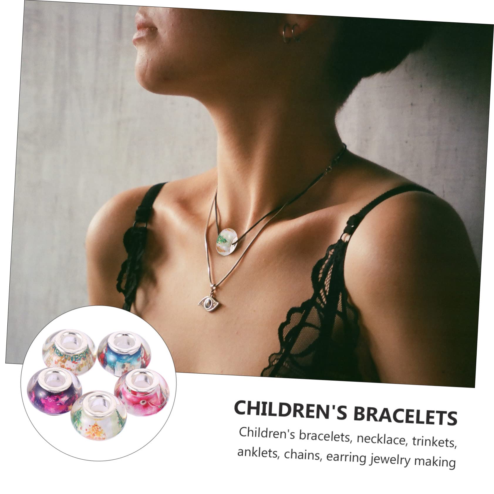 SHINEOFI 200stücke Große Lochperlen Aus Resin Mit Floralen Mustern Für Schmuckherstellung Abstandshalter Für Armbänder Und Halsketten Bastelperlen Für Kreative Projekte