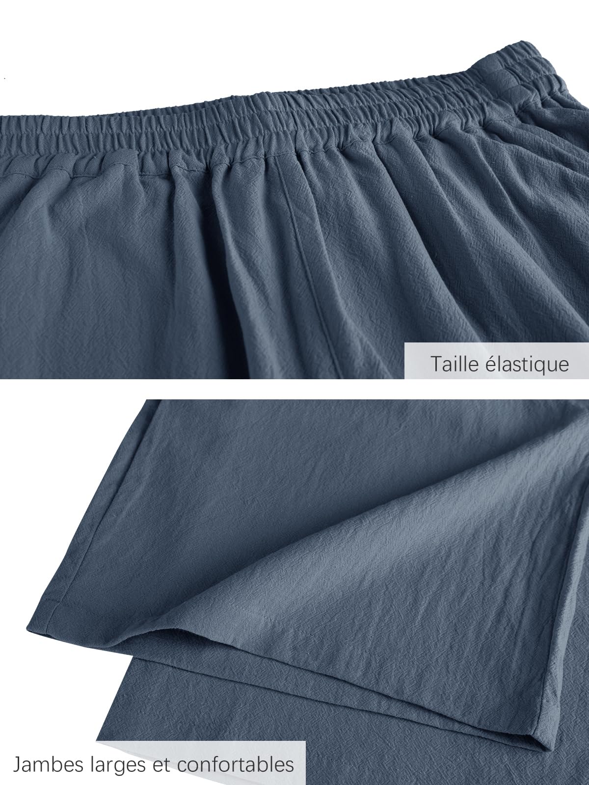 Ecupper Pantalon Femme Taille Elastique Pantalons Large Fluide Pantalon Cargo D'Été 7/8 en Coton
