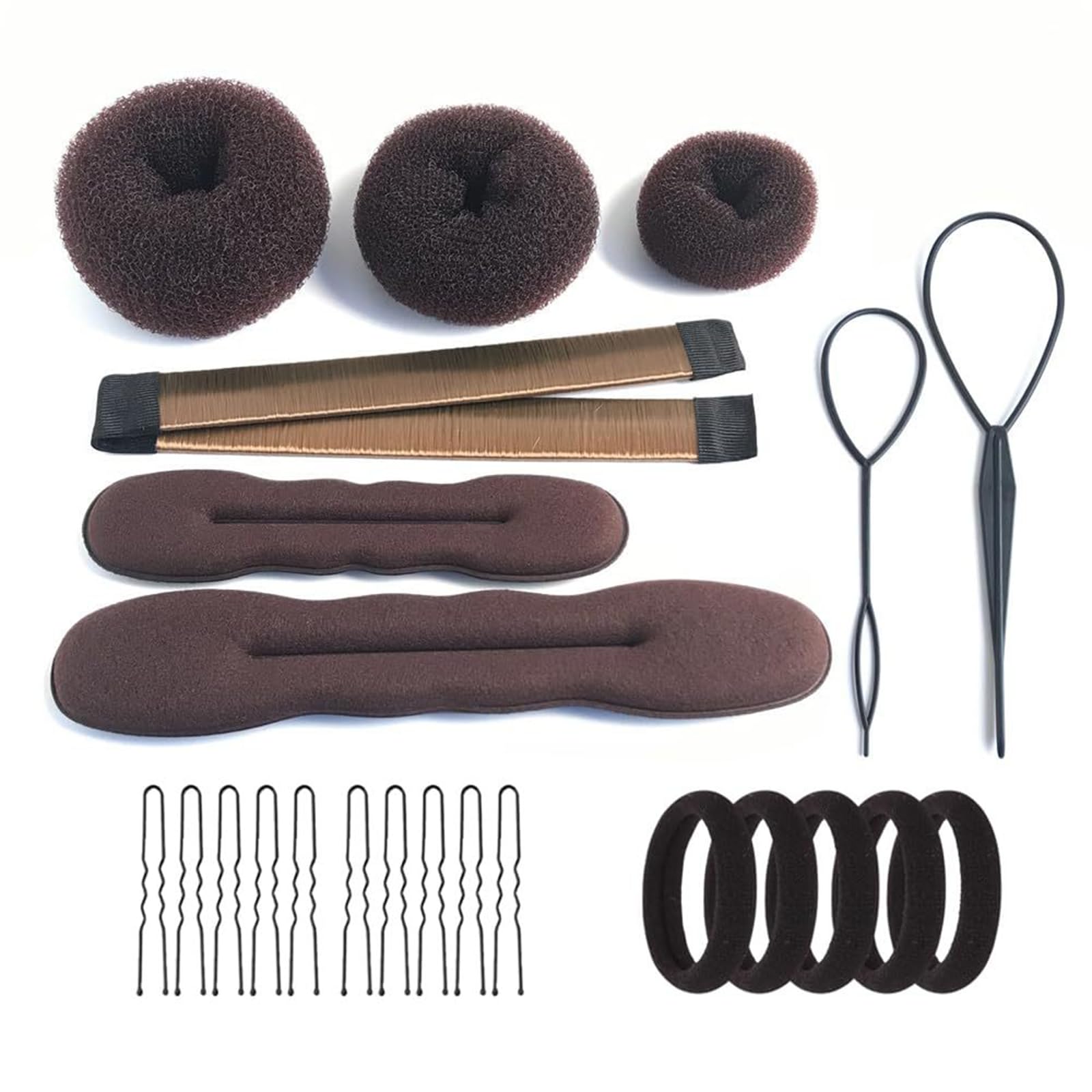23 Pcs Hair Styling Tools Kit for Women, Professional Updo Accessories Set including Hair Donut, Bobby Pins