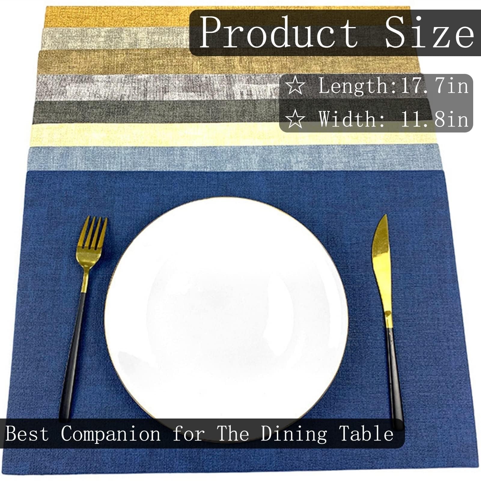 Lot de 6 sets de table en similicuir lavables résistants à la chaleur pour décoration de cuisine (gris foncé)