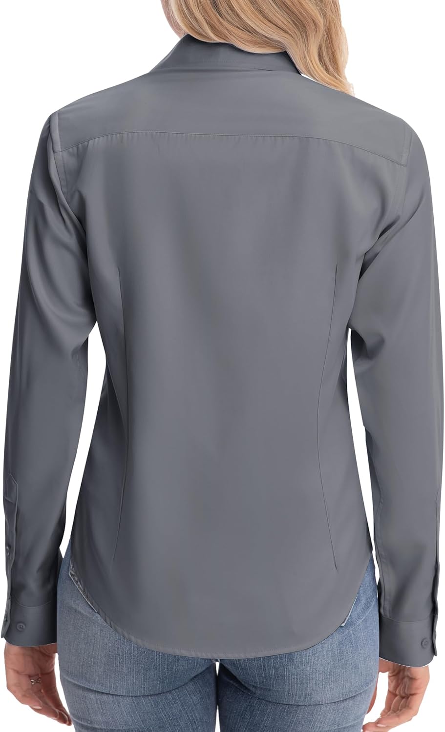 siliteelon Womens Classic-Fit Dress Shirts Long Sleeve Button Down Wrinkle-Free Stretch Solid Casual Work Office Blouse Top - Image 4