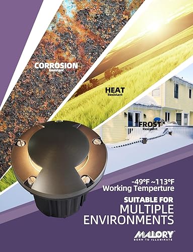 Miniatura 9 de MALORY Luces de pozo de paisaje de cubierta superior de latón, 12 V de bajo voltaje para exteriores en tierra, iluminación de paisaje para camino,