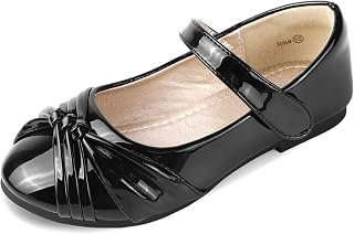 PANDANINJIA Rika Girls Dress Shoes Flower Girl Mary Jane Flats Wedding Party School Shoes for Toddler Little Kid Big Kid