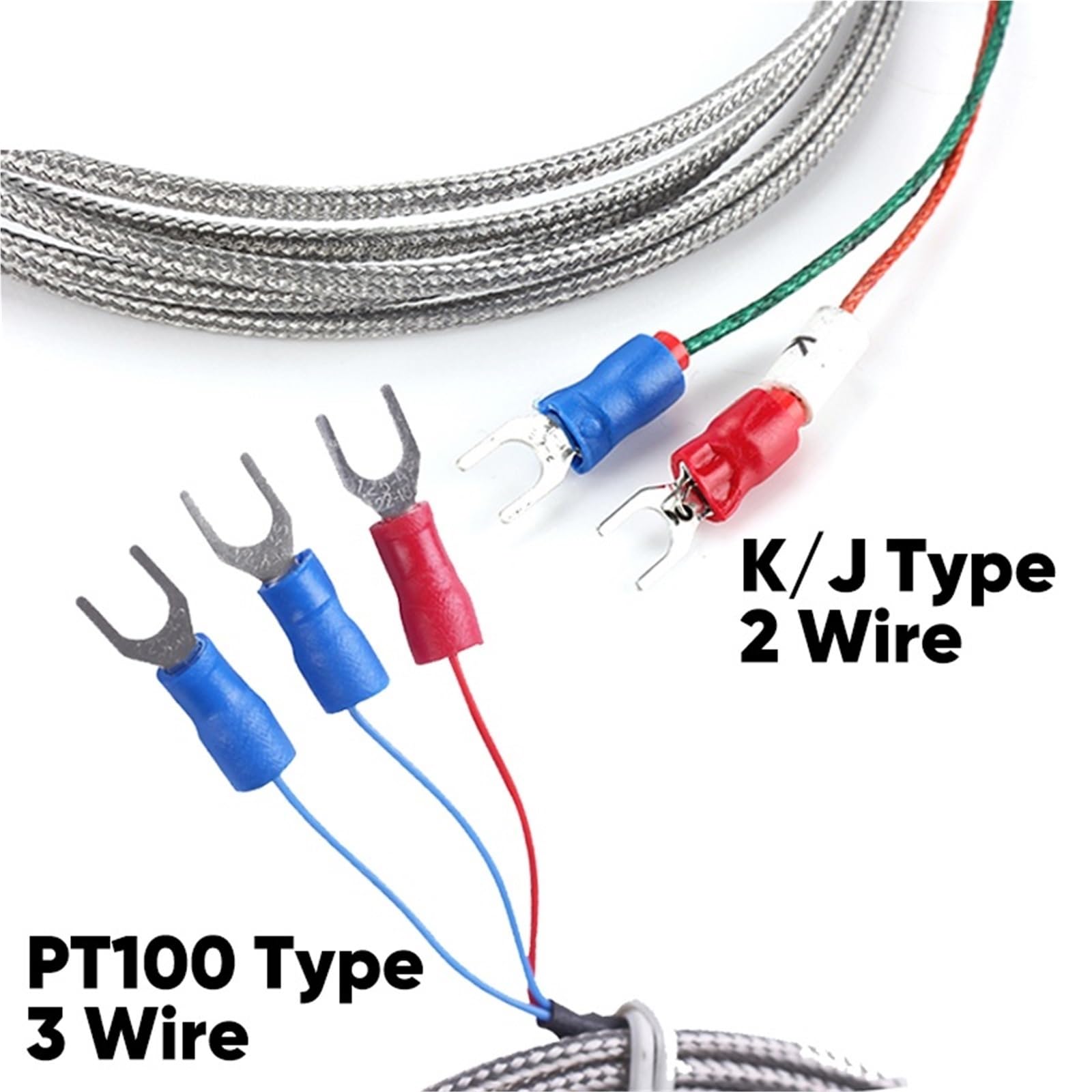 Sonda termocoppia KJ PT100 4 mm x 30 mm, tipo sonda, filo intrecciato schermato, 1 pezzo(K tipo 1m)