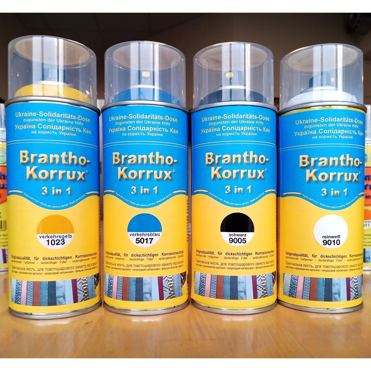 Brantho Korrux "3 in 1 400 ml Spraydose, RAL, Rostschutzfarbe Primer Lack (1016 Schwefelgelb)
