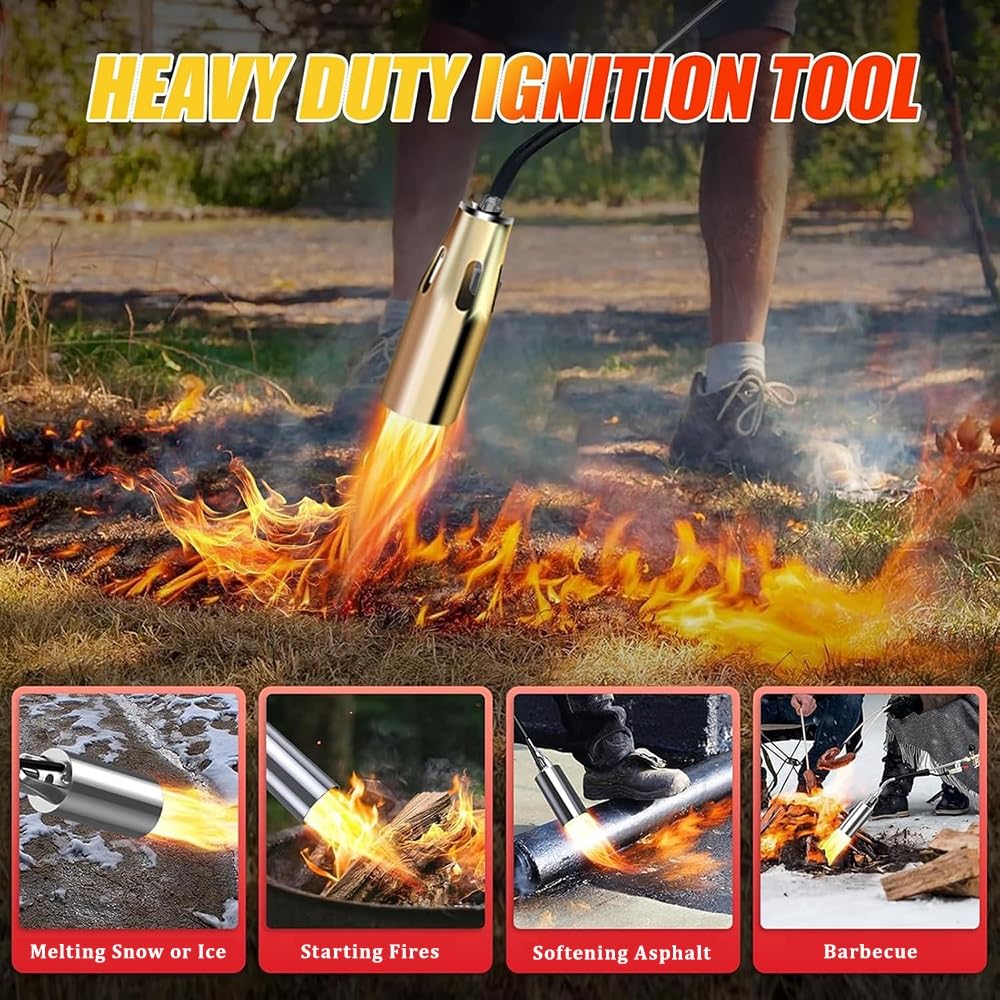 Bruciatore a propano con doppio interruttore | Kit completo per eliminare erbacce, ghiaccio e neve, tubi inclusi