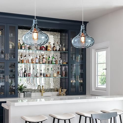 Miniatura 3 de 1 lámpara colgante grande vintage de granja gris humo lámpara colgante de cristal gris humo lámpara colgante de isla de cocina lámpara colgante