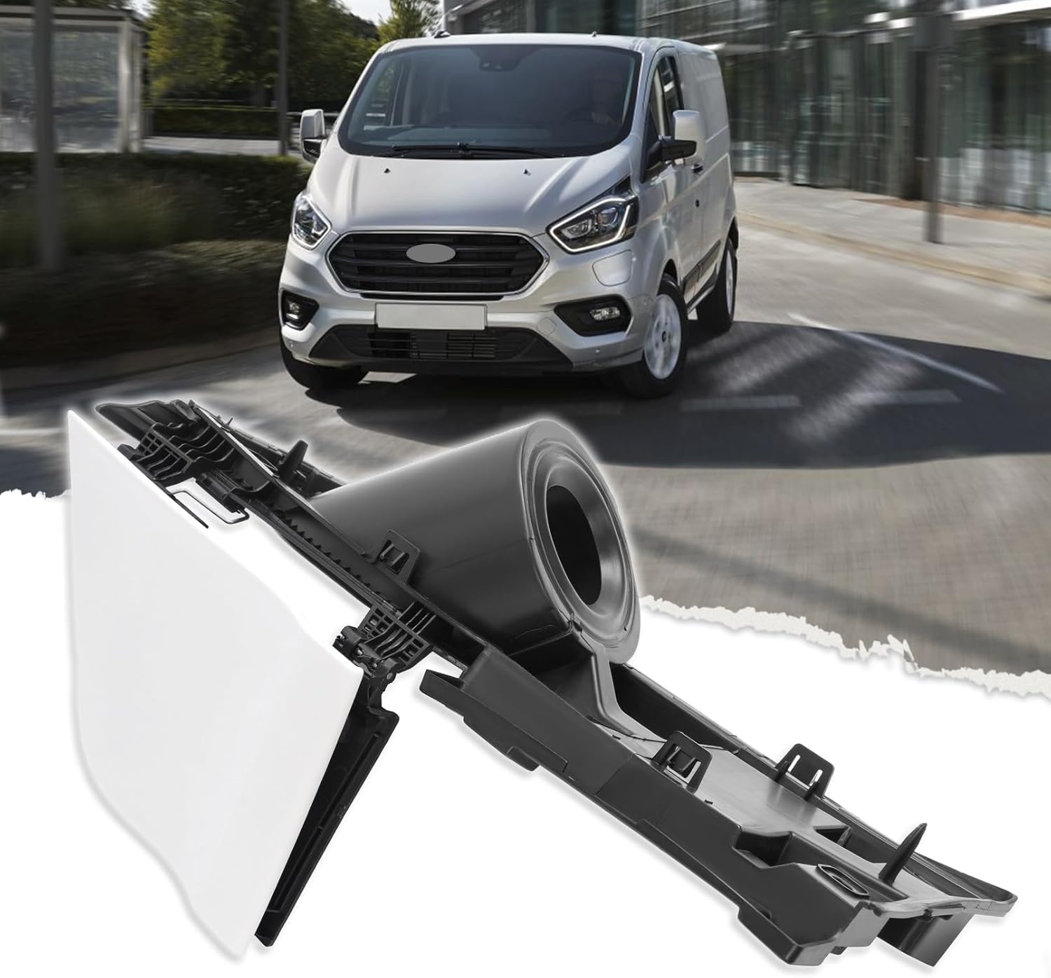 Transit Fuel Gas Tank Door & White Cover Assembly Fit For 2015-2023 Ford Transit 150 250 350(HD) Fuel Filler Door Housing Pocket w/Hinge Replace For CK4Z-5427936-A CK4Z-5427936-F