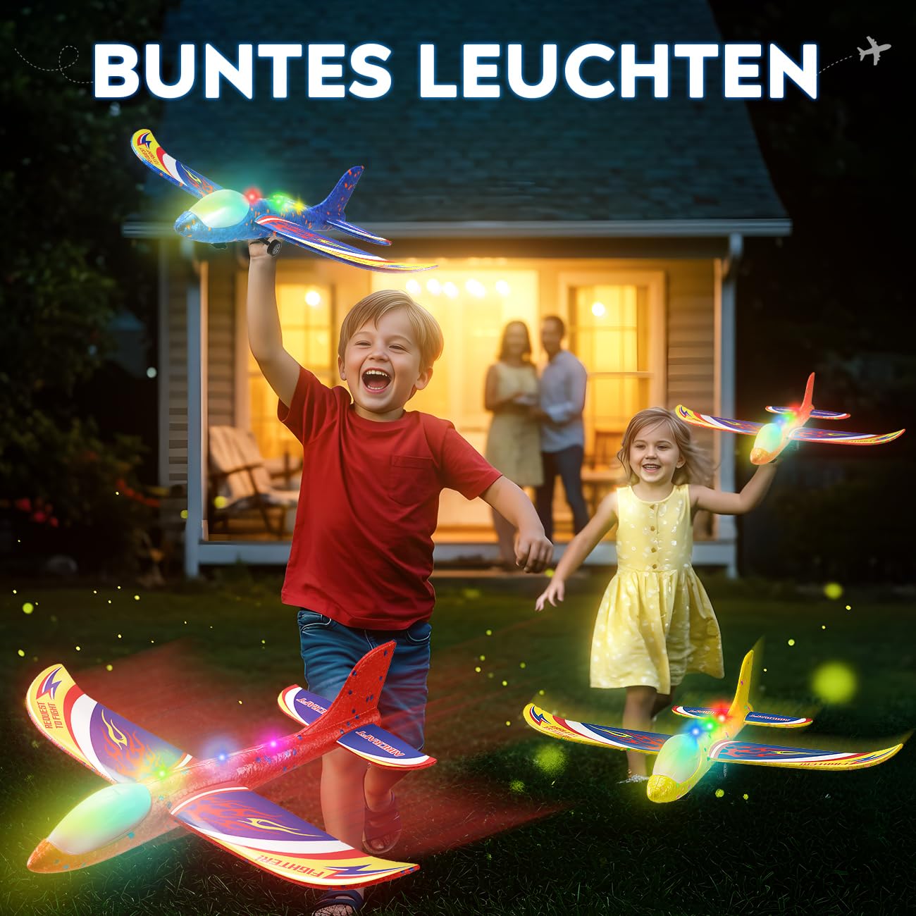 Winstico Cadeau jouet avion pour enfants 5 ans : lot de 2 jouets lanceurs d'avions avec 4 bouchons en mousse - jouets en plein air pour enfants - patins pour garçons filles à